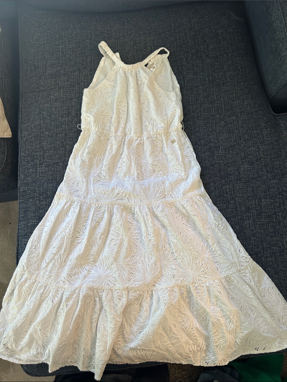 MICHAEL Michael Kors White Eyelet Maxi Dress with Braided Straps